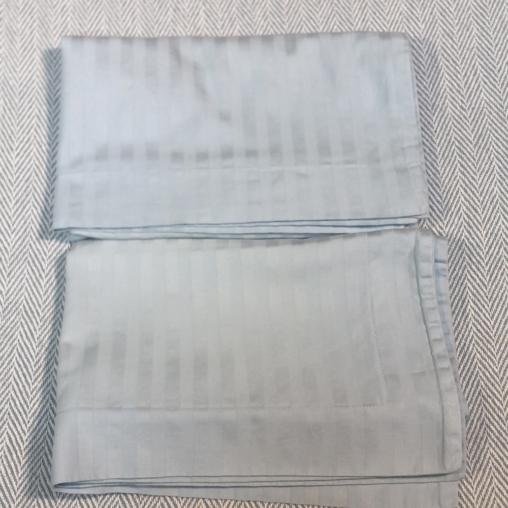 SHAMS 2 Light Blue Pillow Shams 100% Cotton 29”’L X 23” W Used Good Condition